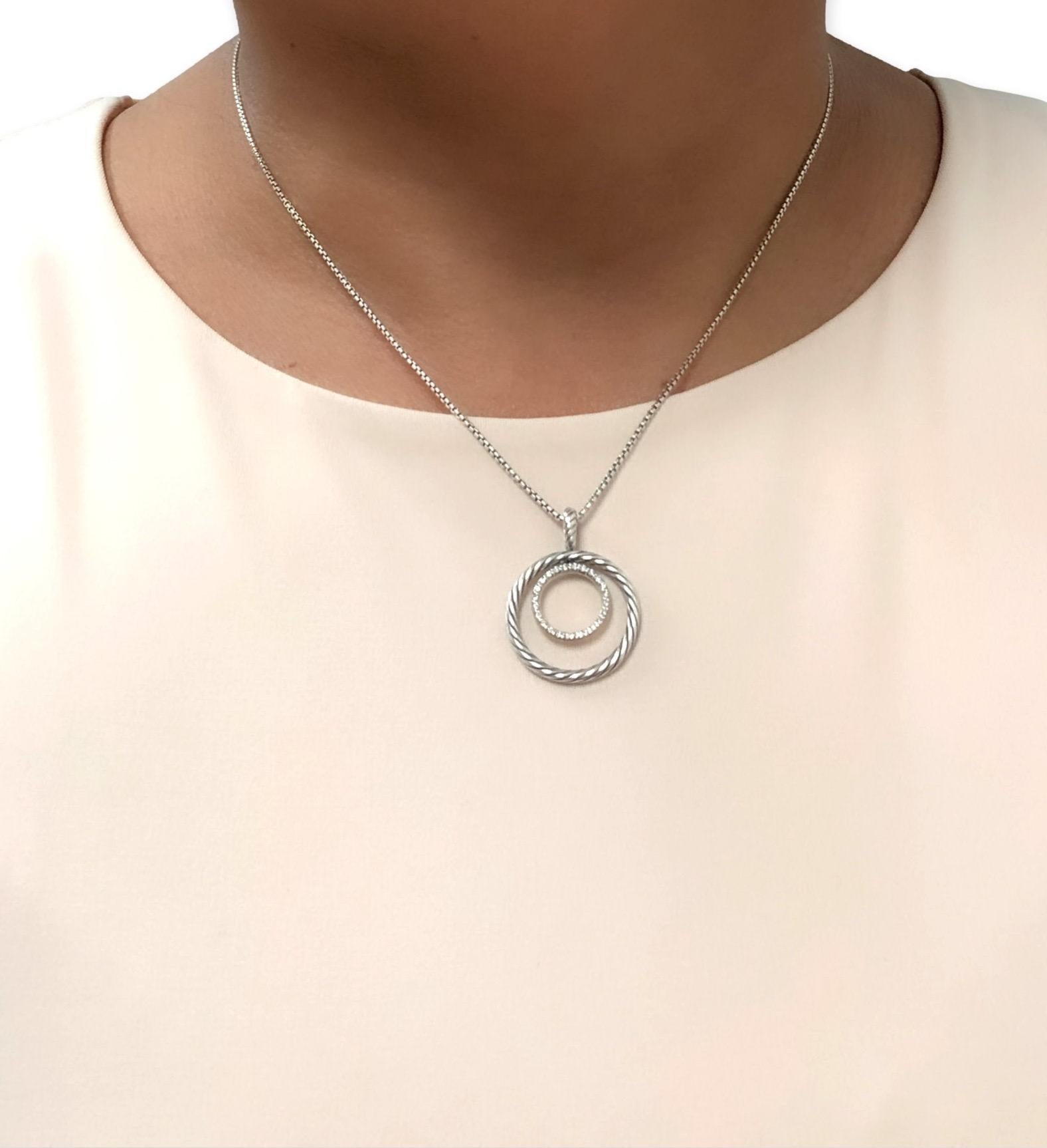 David Yurman Sterlingsilber Mobile Circles Diamant-Anhänger-Halskette Damen