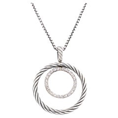 David Yurman Sterling Silver Mobile Circles Diamond Pendant Necklace David Yurman Sterling Silver Mobile Circles Diamond Pendant Necklace