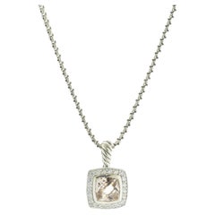 David Yurman Sterling Silver Morganite and Diamond Petite Albion Necklace