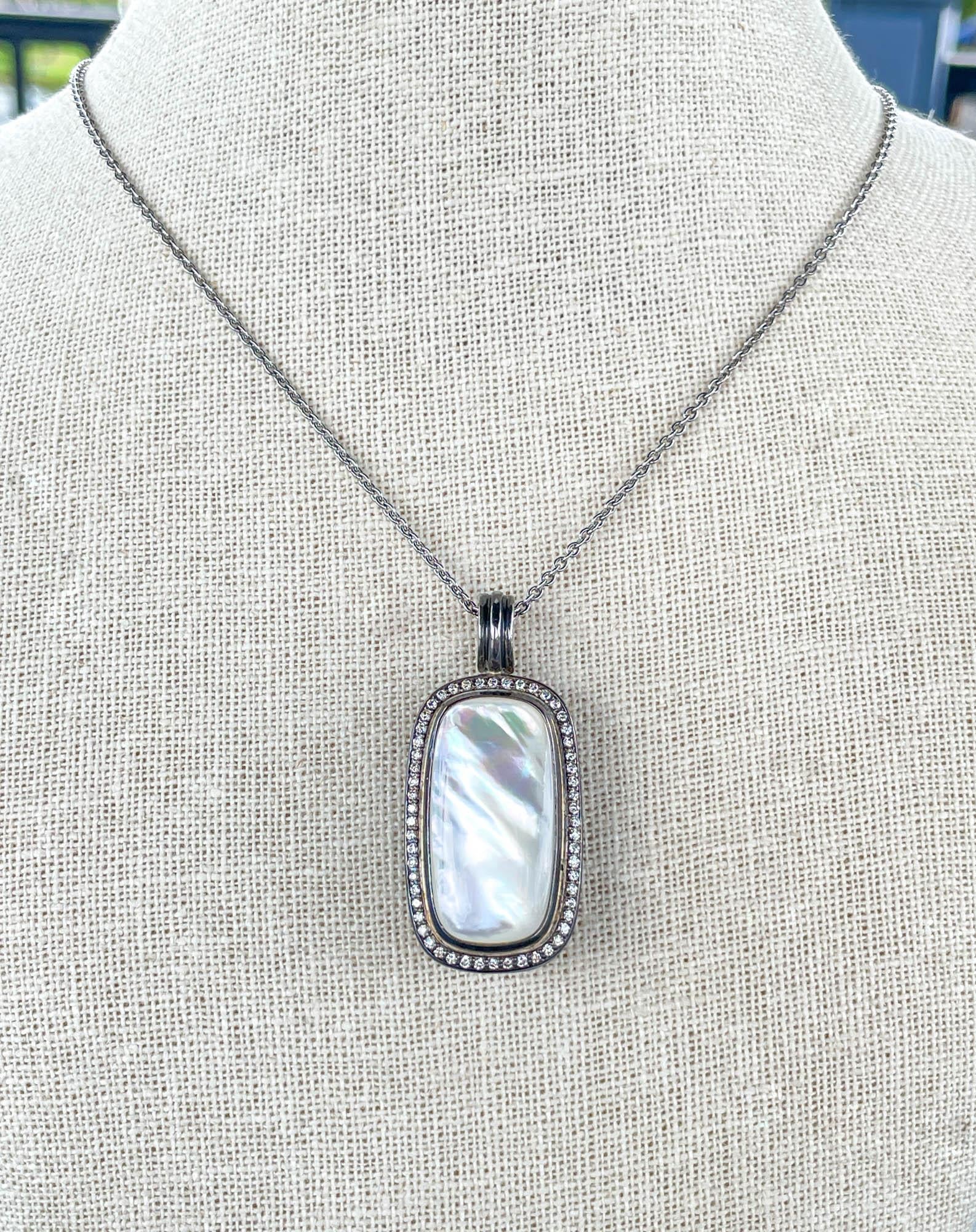  David Yurman Pendentif en argent sterling, nacre et diamants Unisexe 