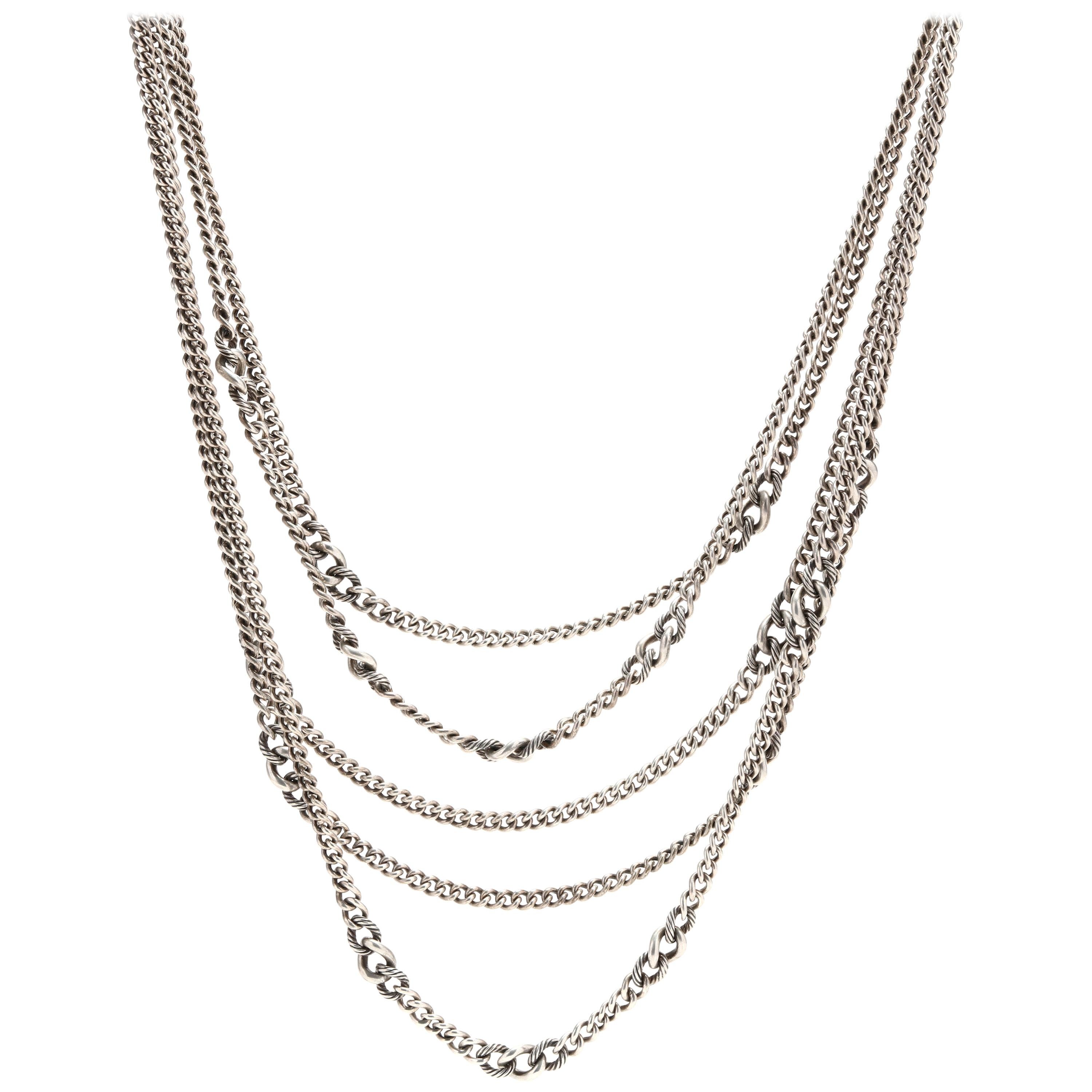 Antique Victorian Moonstone Sautoir Necklace Silver Chain, circa 1900