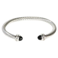 David Yurman Sterling Silver Onyx and Diamond Cable Classic Bracelet