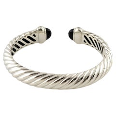 David Yurman Sterling Silver Onyx and Diamond Waverly Cuff Bracelet