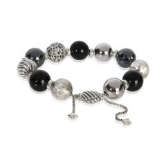 David Yurman Sterling Silver Onyx and Hematite Elements Bracelet