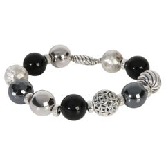 David Yurman Sterling Silver Onyx and Hematite Elements Bracelet