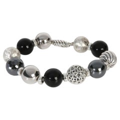 David Yurman Sterling Silver Onyx and Hematite Elements Bracelet