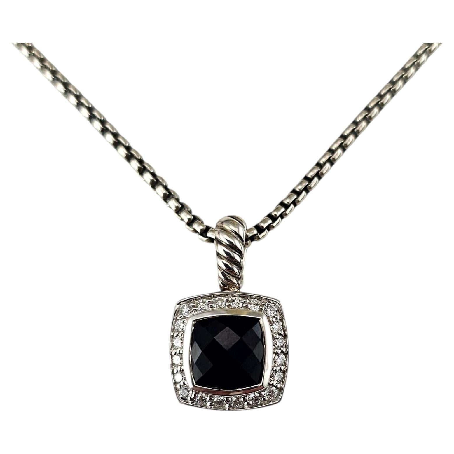 David Yurman Collana con ciondolo Albion in argento 925 con diamante e onice con astuccio #25044