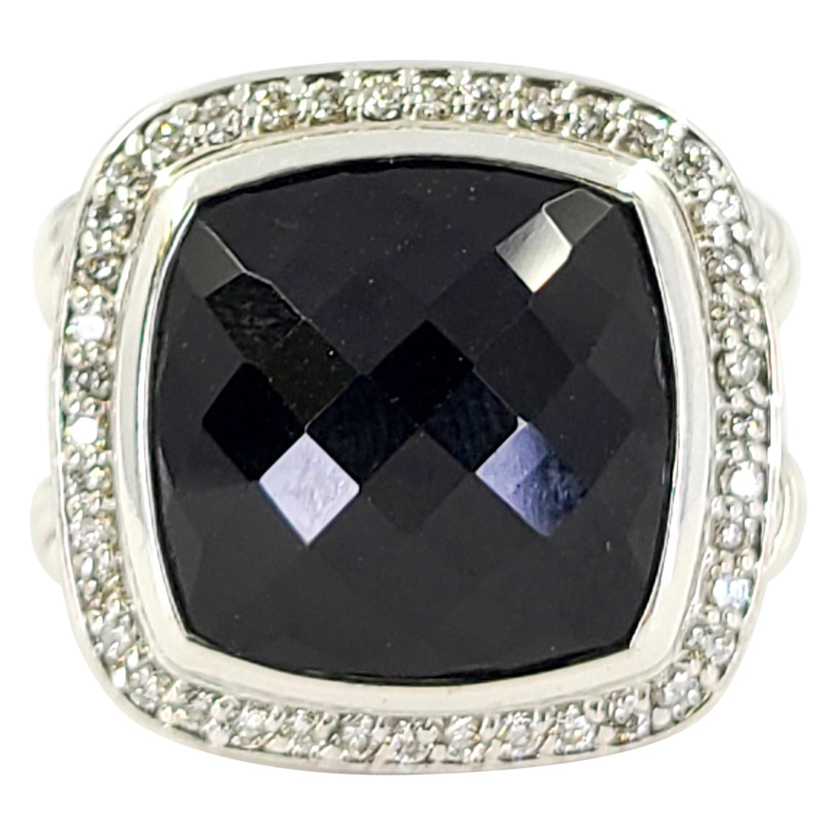 David Yurman Sterling Silver, Onyx, & Diamond Albion Ring