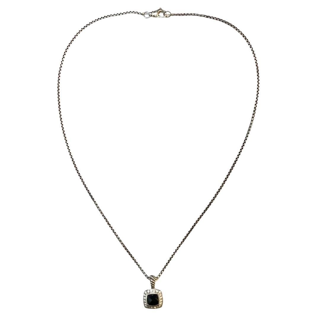 Collana con ciondolo in onice e diamanti di David Yurman in argento sterling in vendita
