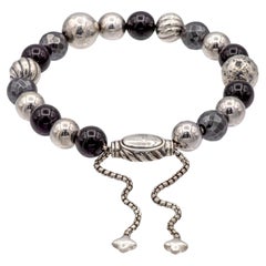 David Yurman Sterling Silver Onyx & Hematite Elements Bead Bracelet