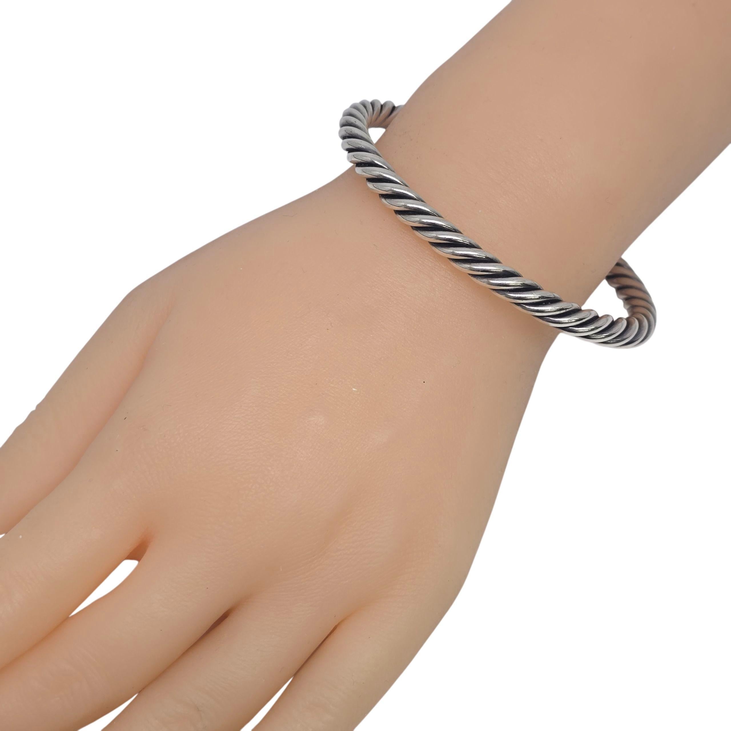 David Yurman Sterling Silver Onyx Mens Cable Cuff Bracelet #22235 For Sale 5