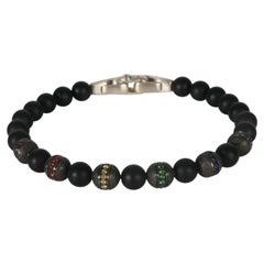 David Yurman Sterling Silver Onyx Rainbow Spiritual Bead Bracelet