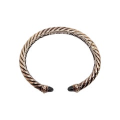 David Yurman Sterling Silver Onyx Waverly Hinged 10mm Cuff Bracelet #14545