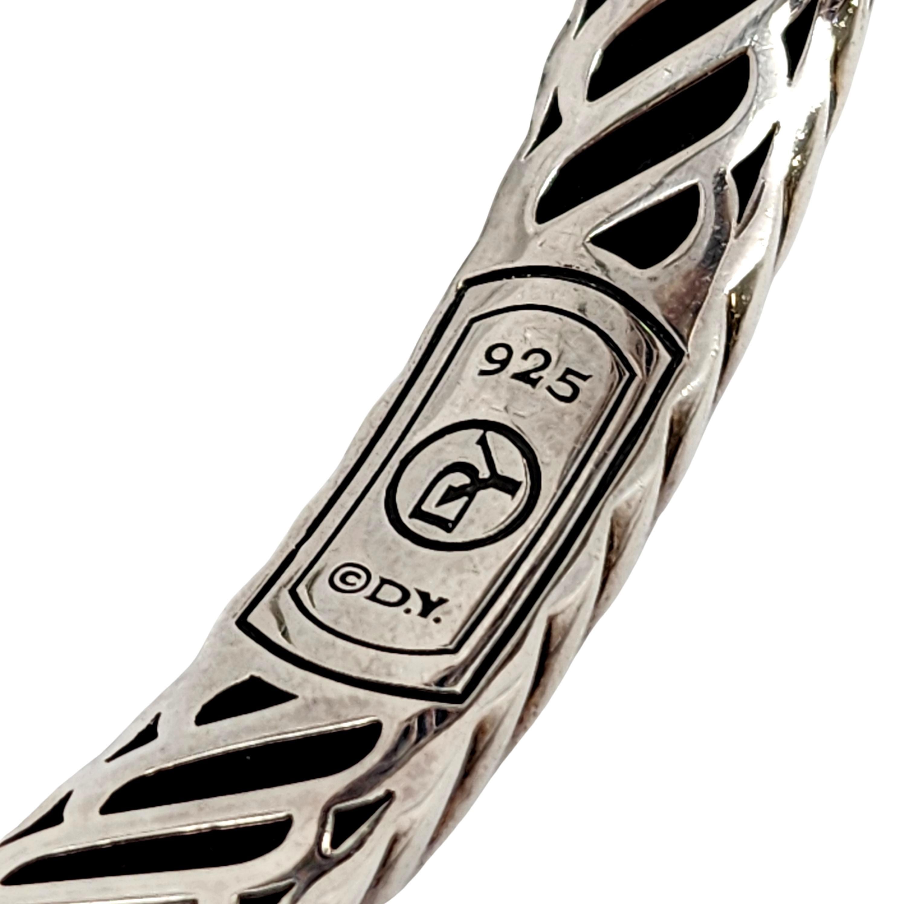 David Yurman Sterling Silver Onyx Waverly Hinged 10mm Cuff Bracelet #14545 For Sale 2