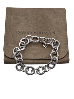 David Yurman Pulsera de cadena de eslabones ovalada de plata de ley de 14 mm con bolsa #24841