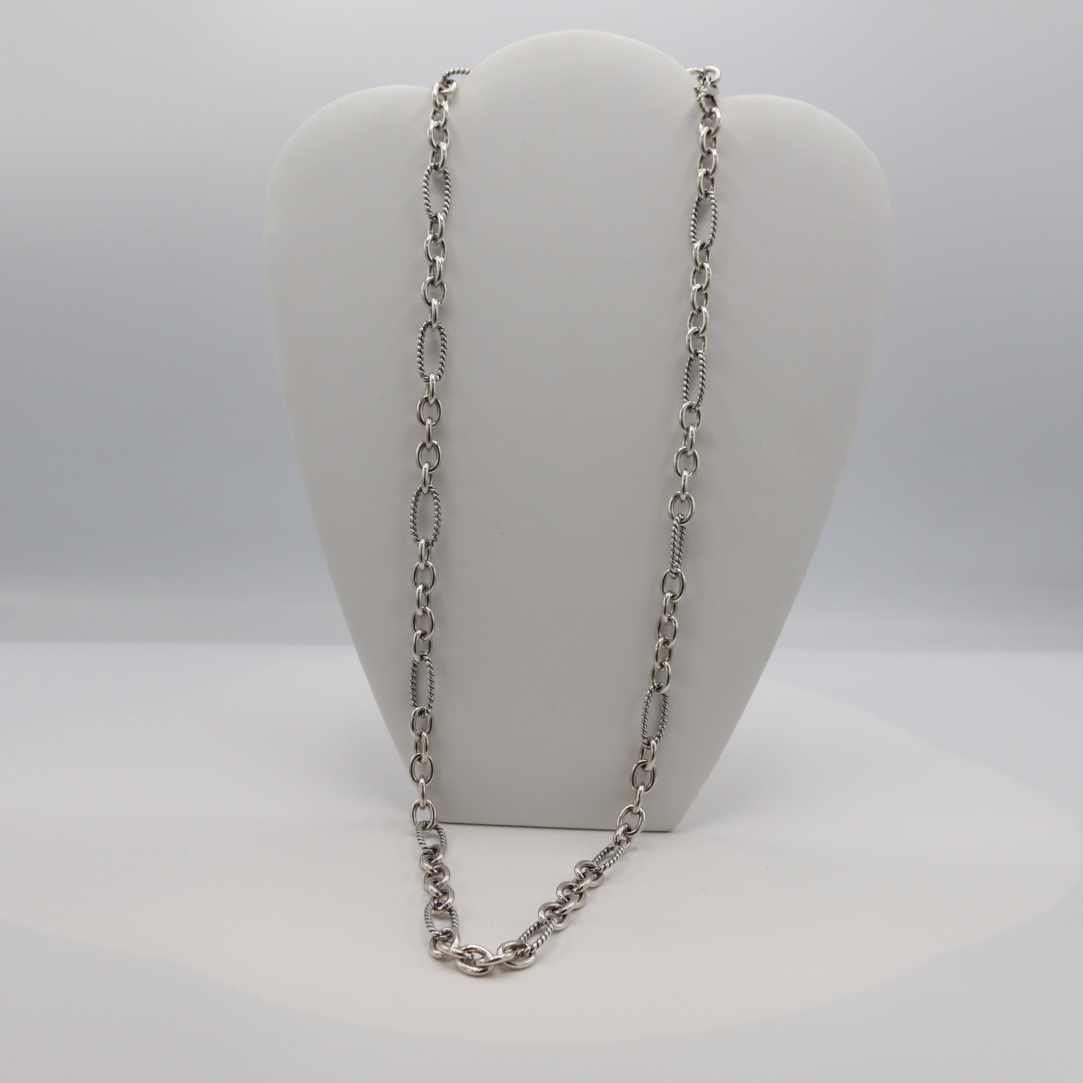 David Yurman Sterling Silver Oval Chain Link Necklace 2