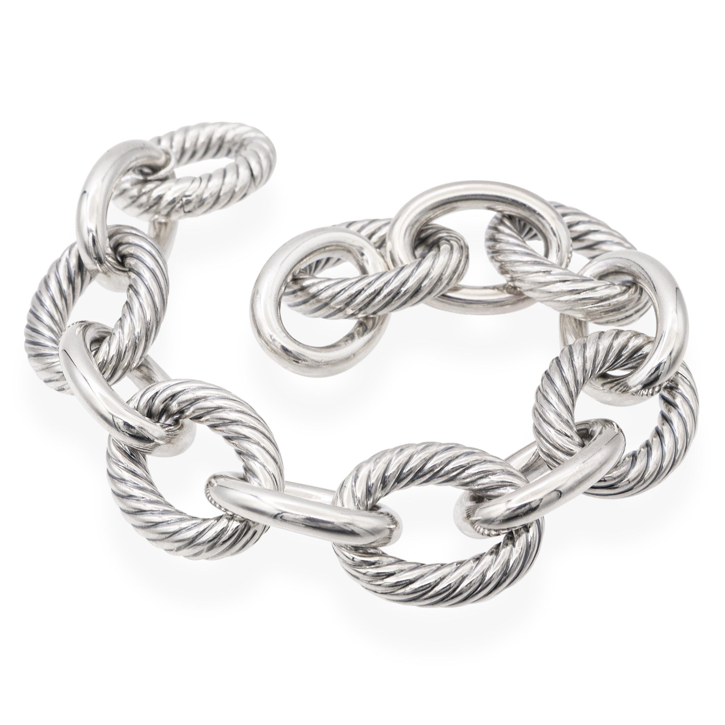 David Yurman Bracciale a catena a maglie ovali in argento sterling in vendita 1