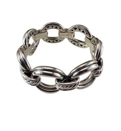 David Yurman Sterling Silver Oval Wide Cable Link Bracelet #24559