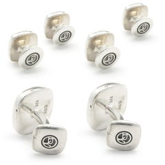 David Yurman Sterling Silver Pave Black Diamond Tuxedo Cufflink Set