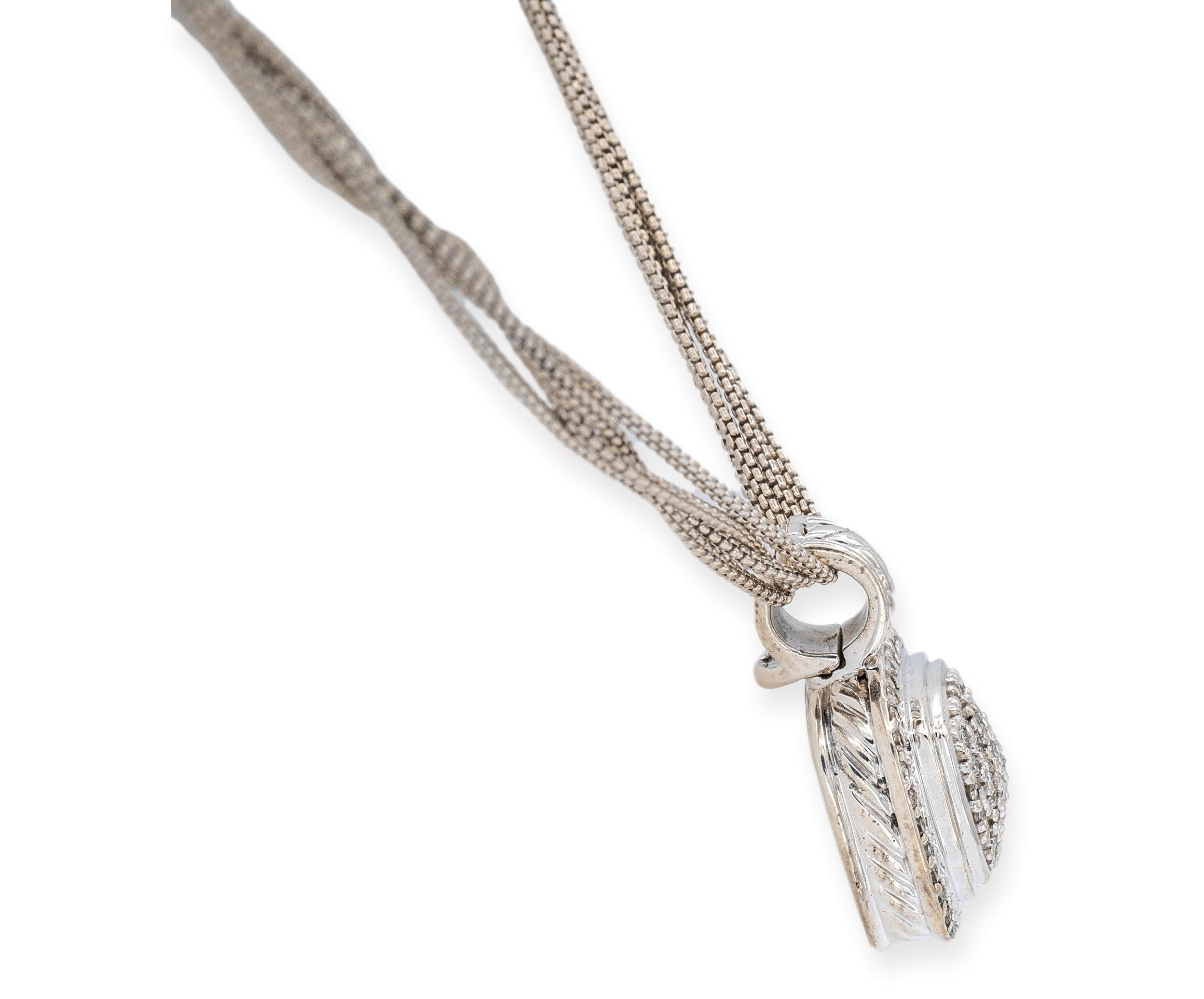 David Yurman Halskette mit Albion-Anhänger aus Sterlingsilber mit Pavé-Diamant 16 lang (Moderne) im Angebot