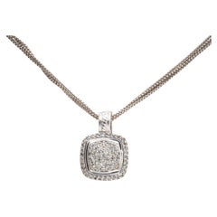 Used David Yurman Sterling Silver Pave Diamond Albion Pendant Necklace