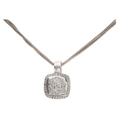 David Yurman Sterling Silver Pave Diamond Albion Pendant Necklace