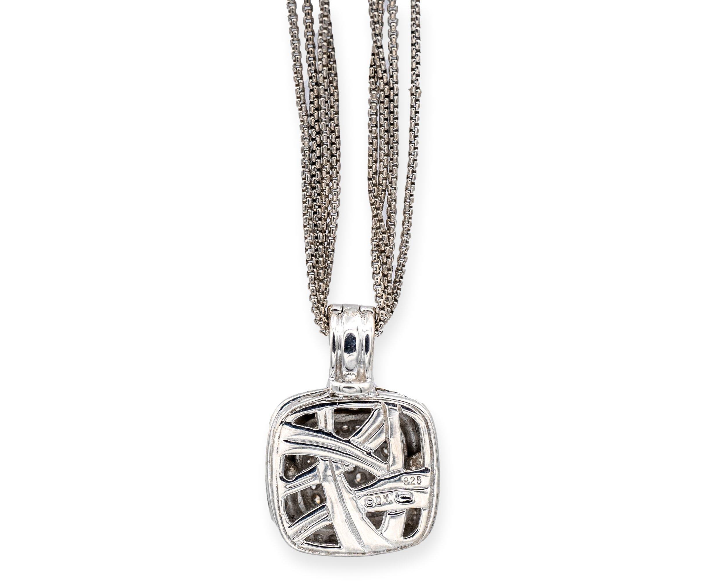 David Yurman - Collana con ciondolo Albion in argento sterling e pavé di diamanti in vendita 2