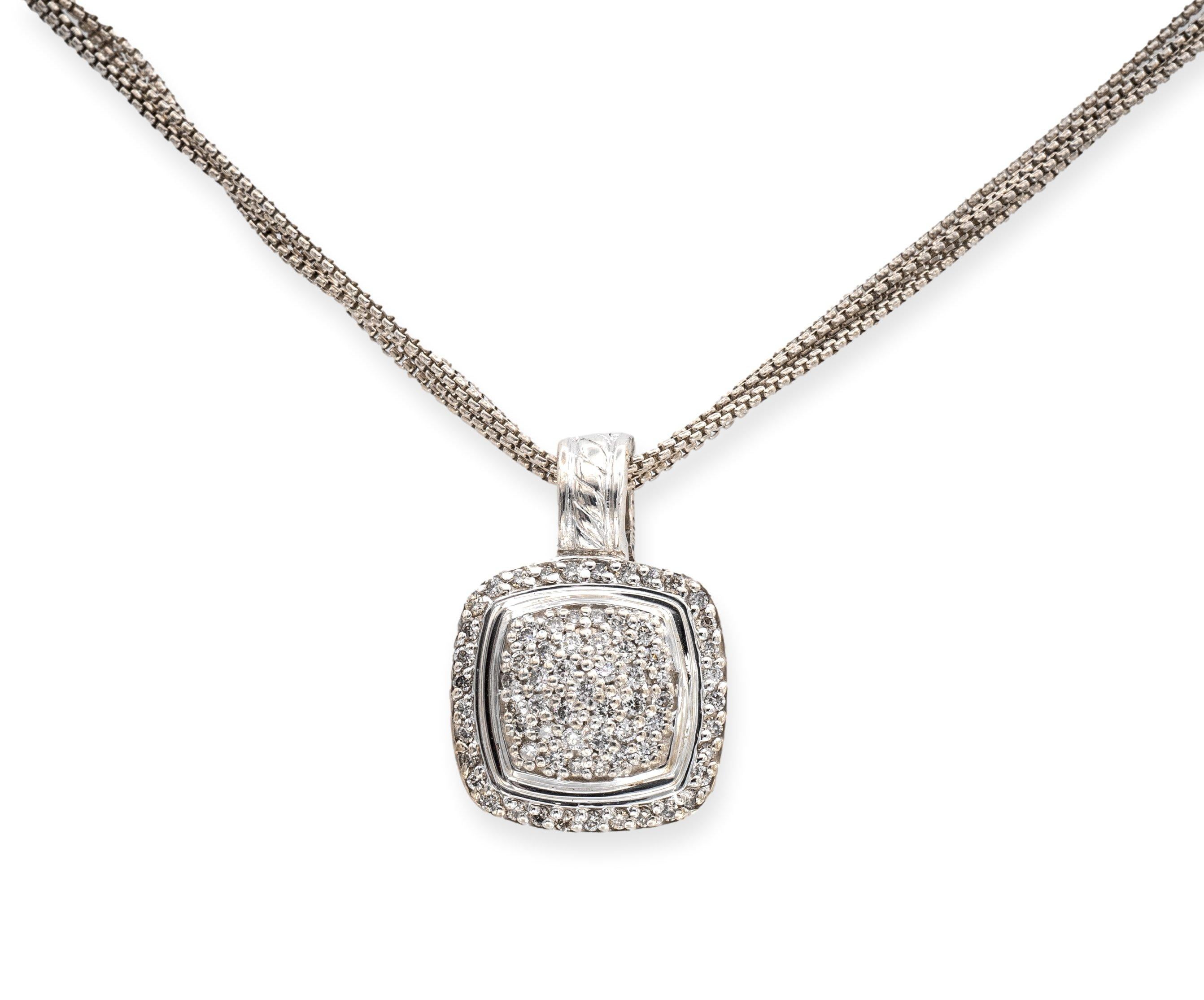 Donna David Yurman - Collana con ciondolo Albion in argento sterling e pavé di diamanti in vendita
