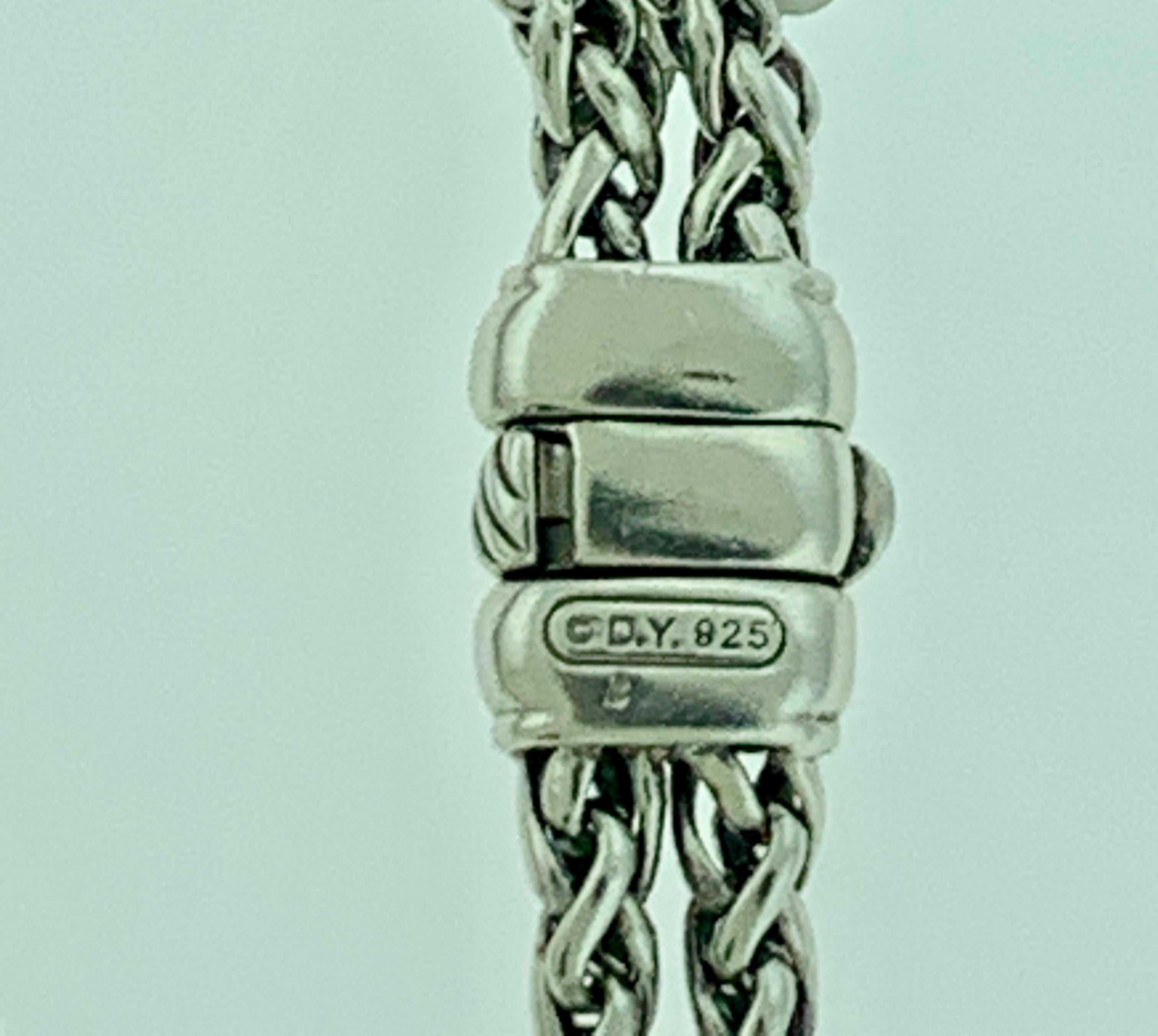 Women's or Men's David Yurman Sterling Silver Pave Diamond Double Wheat Chain Necklace