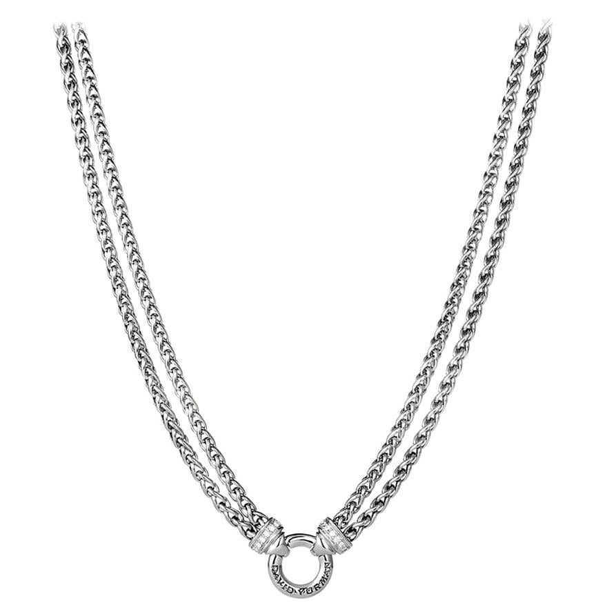 David Yurman Sterling Silver Pave Diamond Double Wheat Chain Necklace ...