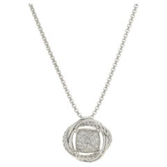 David Yurman Sterling Silver Pave Diamond Thoroughbred Necklace