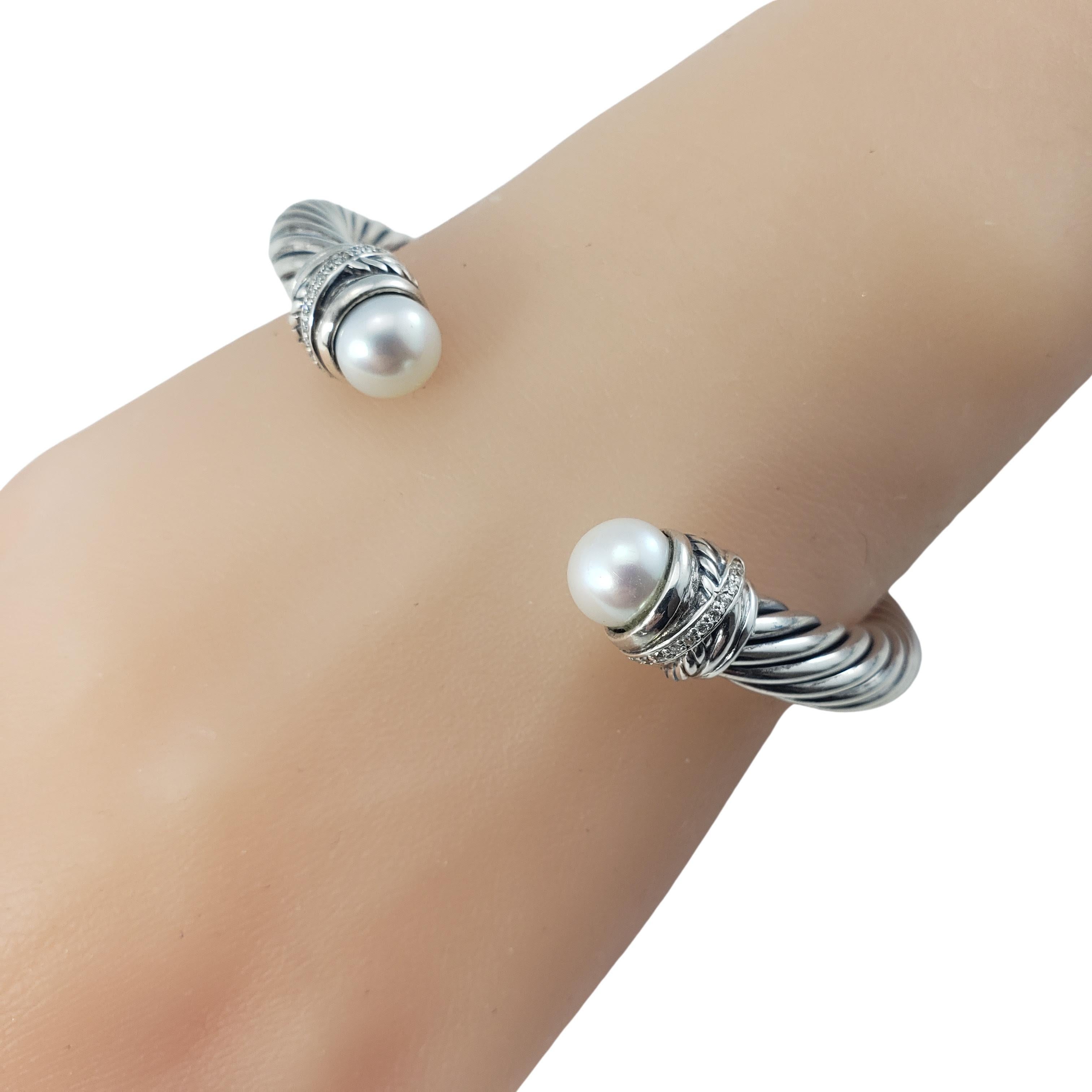 Women's David Yurman Sterling Silver Pearl and Diamond Cuff Bracelet