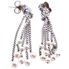 David Yurman Sterling Silver Pearl Drop Earrings