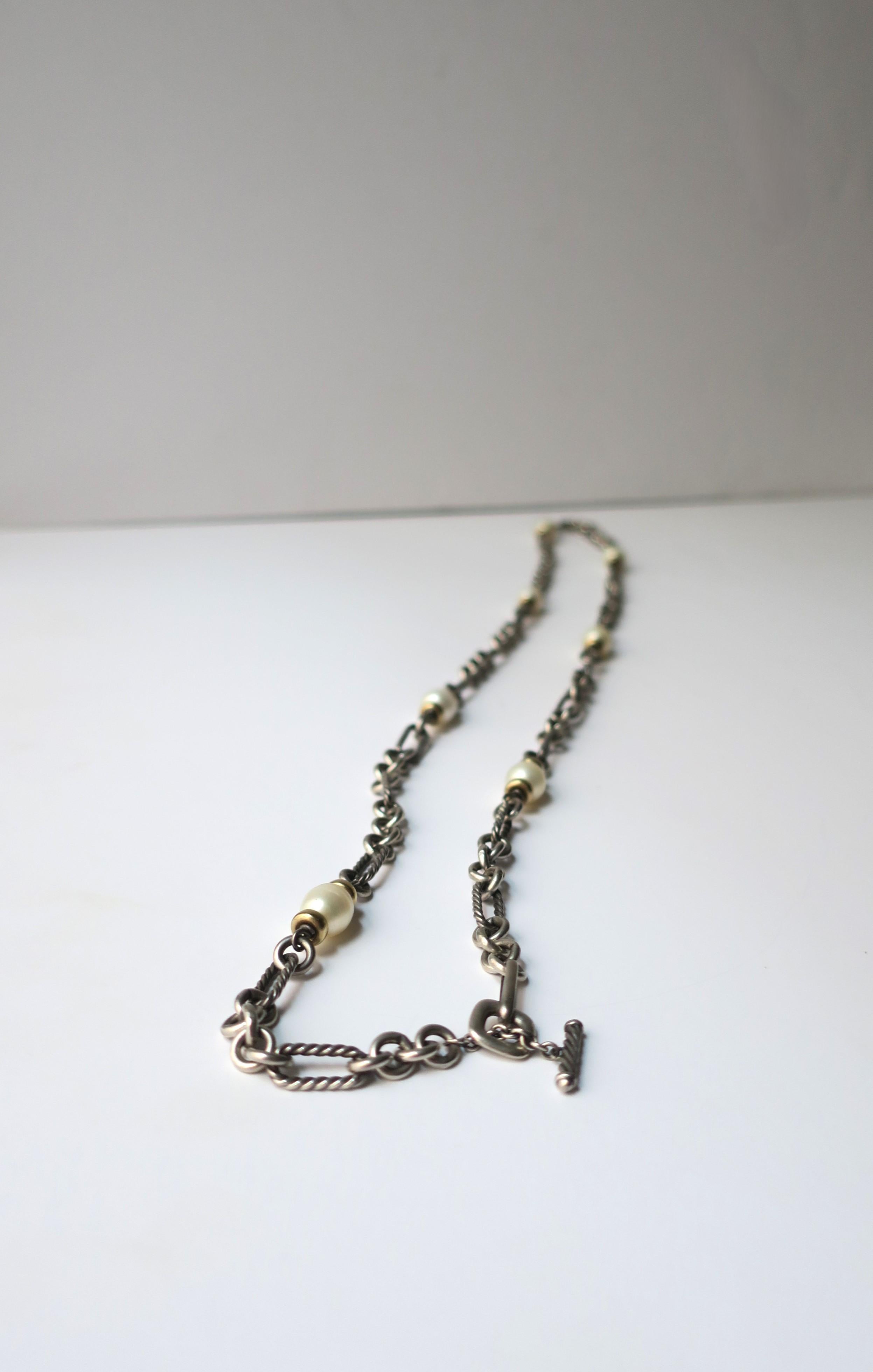 David Yurman Collana Figaro in argento, perle e oro in vendita 5