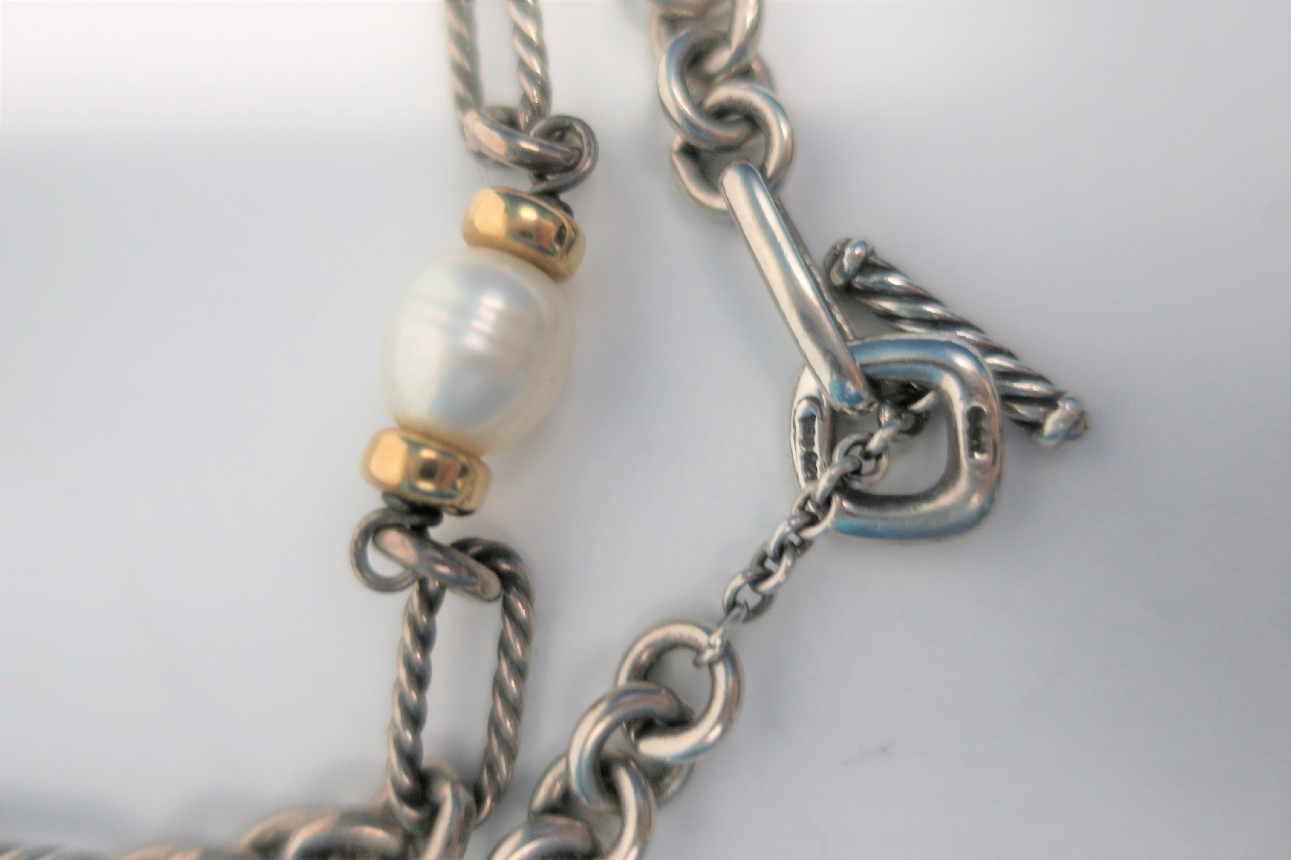 David Yurman Collana Figaro in argento, perle e oro in vendita 6