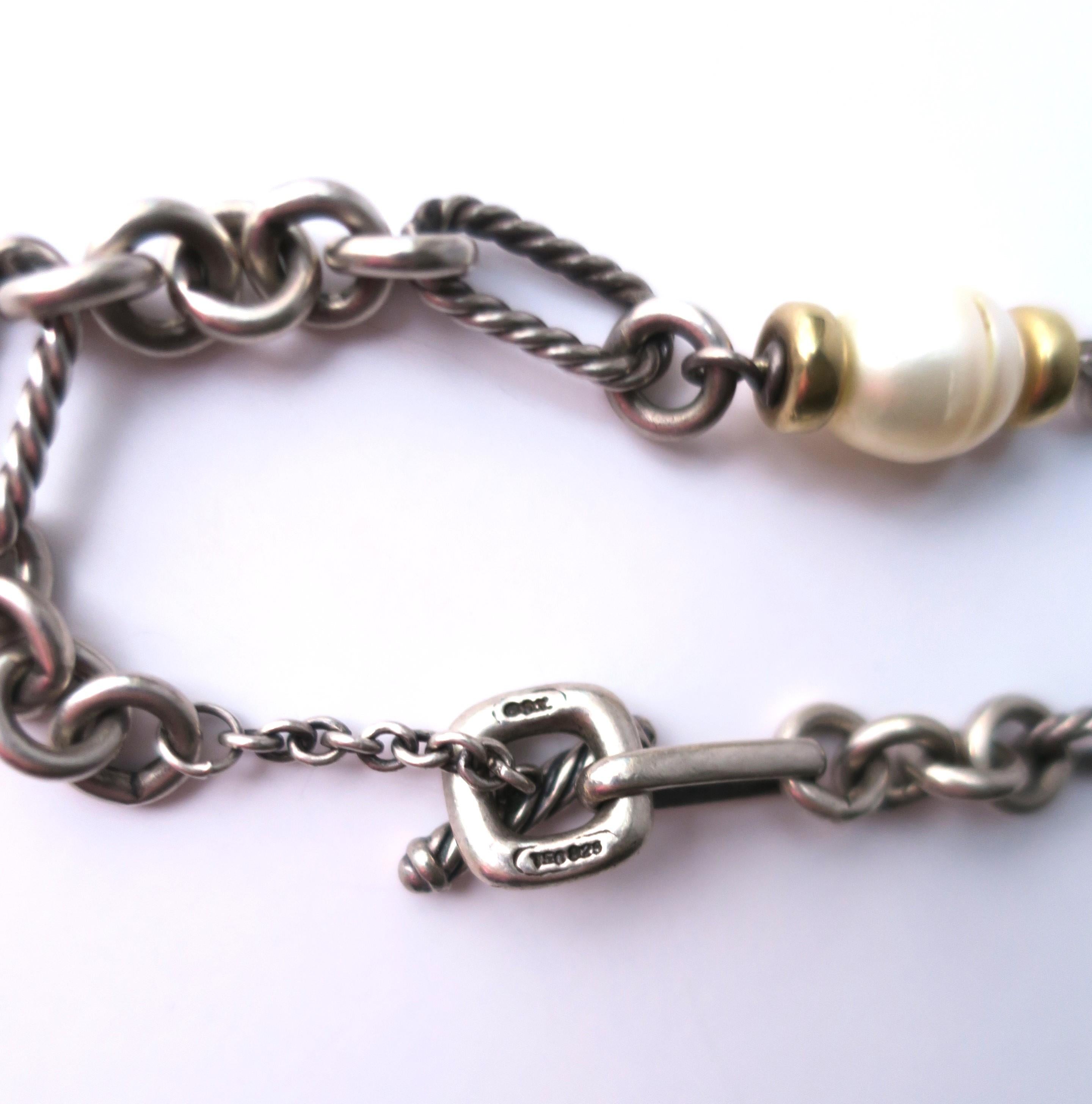 David Yurman Collana Figaro in argento, perle e oro in vendita 7