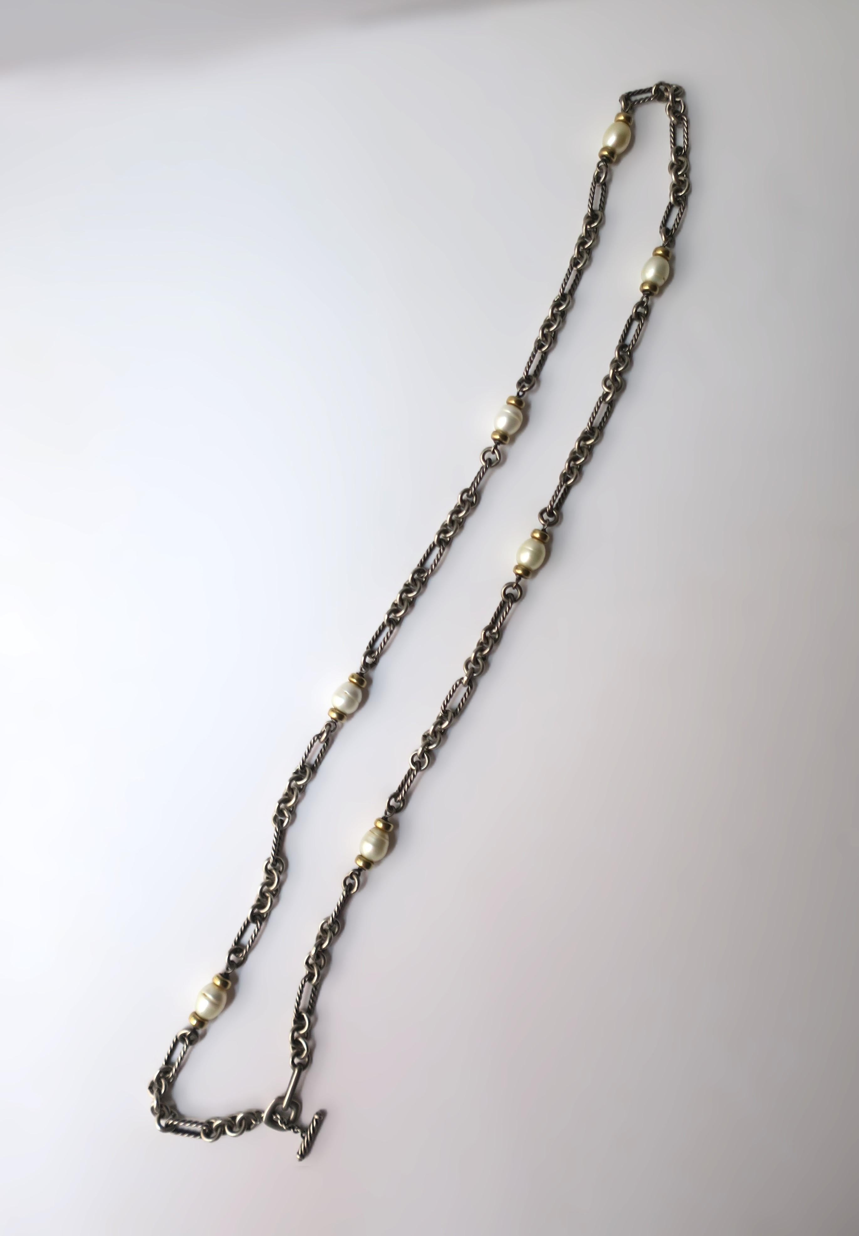 David Yurman Collana Figaro in argento, perle e oro in vendita 1