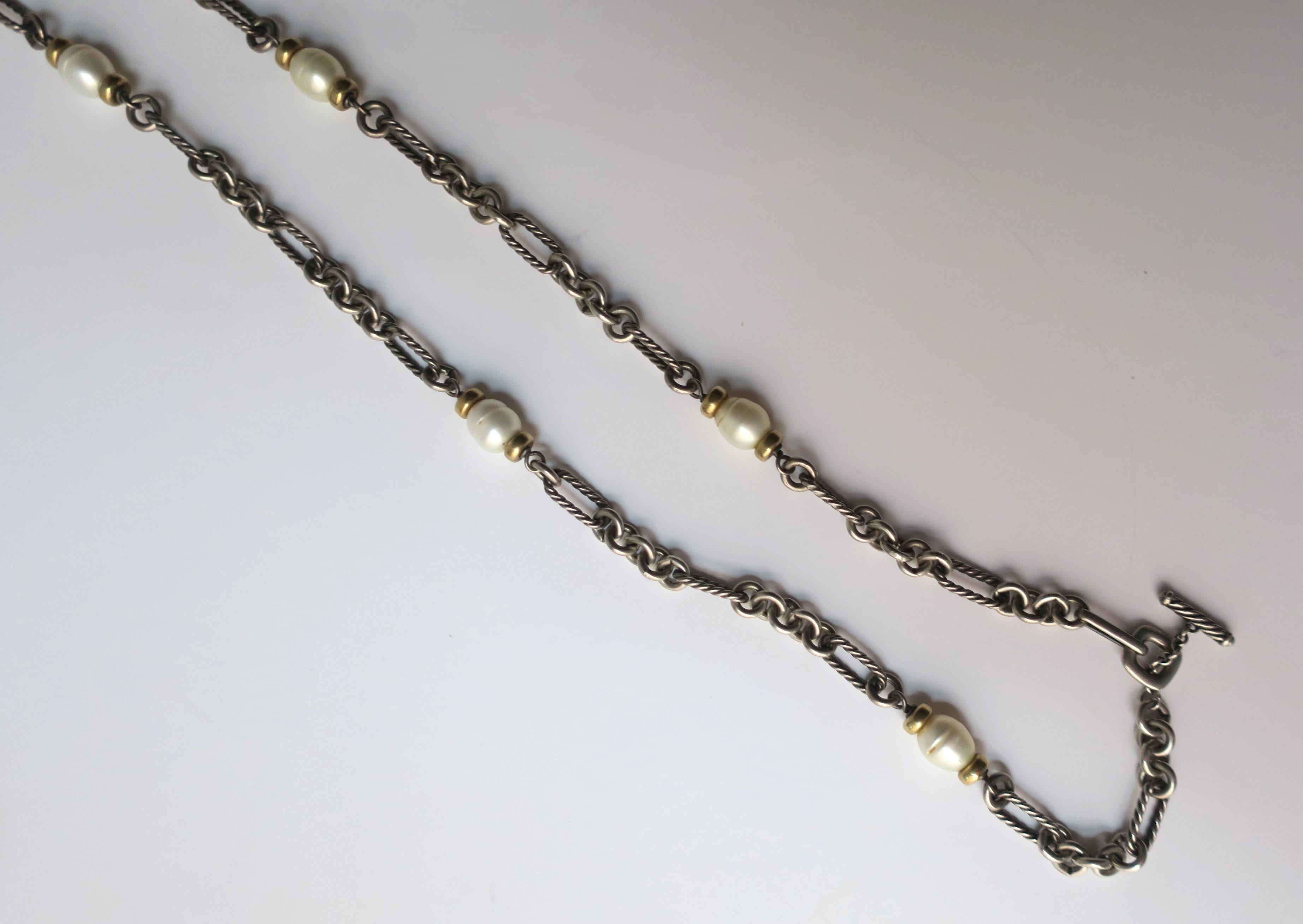 David Yurman Collana Figaro in argento, perle e oro in vendita 4