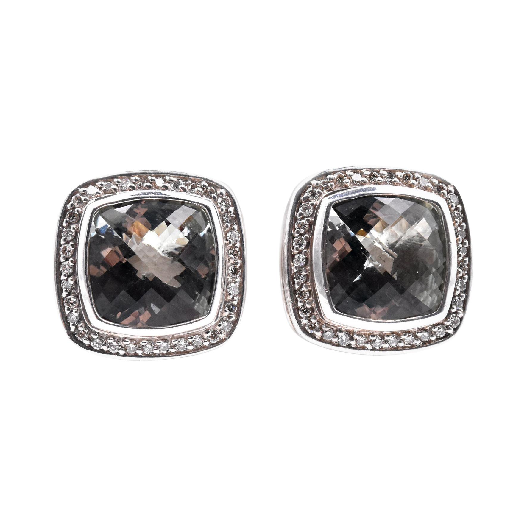 David Yurman Papyrus Sterling Silver and Diamond Earrings For Sale at ...