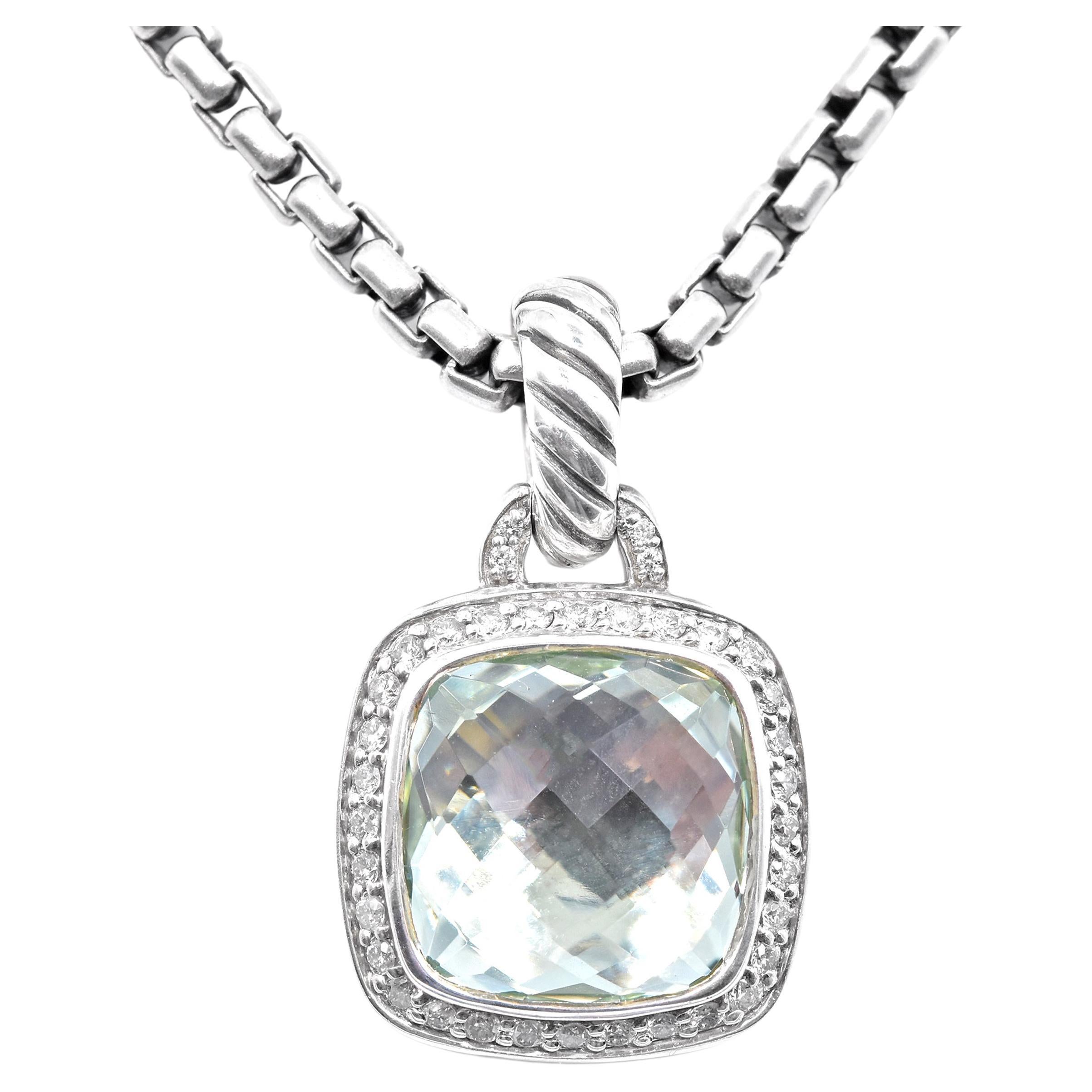 David Yurman Sterling Silver Peridot and Diamond Albion Necklace