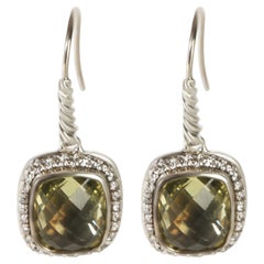 David Yurman Sterling Silver Peridot and Diamond Noblesse Earrings