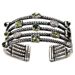 David Yurman Sterling Silver & Peridot Confetti Bracelet with Diamonds – 5-Row