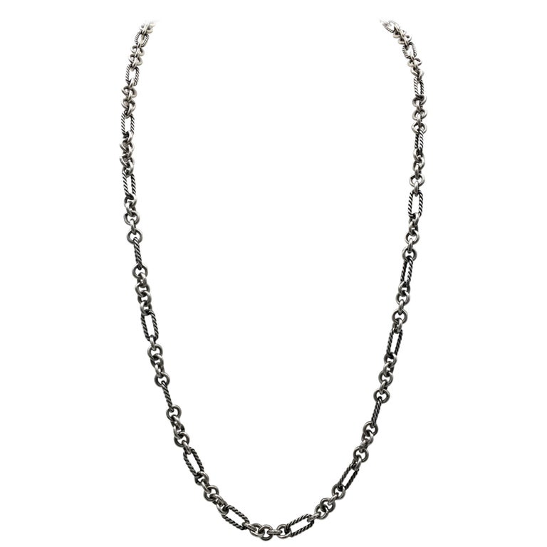 David Yurman Sterling Silver Petite Figaro Necklace at 1stDibs