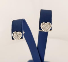 David Yurman Sterling Silver Petite Heart Pave Diamond Earrings
