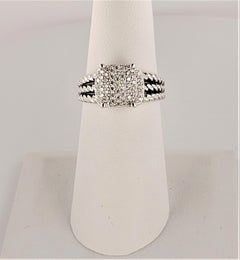 David Yurman Sterling Silver Petite Wheaton Pave Diamond Ring Size 7