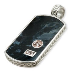 David Yurman Sterling Silver Pietersite Dog Tag Pendant