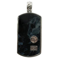 David Yurman Sterling Silver Pietersite Dog Tag Pendant