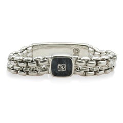 David Yurman Sterling Silver & Pietersite ID Double Box Chain Bracelet