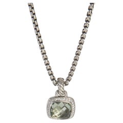 David Yurman Sterling Silver Prasiolite and Diamond Albion Pendant