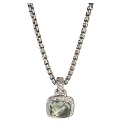 David Yurman Sterling Silver Prasiolite and Diamond Albion Pendant